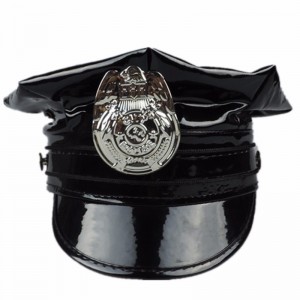 Hawk Hat Badge PVC PU кожа шапка черна осмоъгълна кожена полицейска шапка кожа военна шапка играе униформа шапки шапки