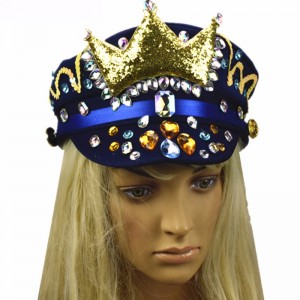 Нова сапфирово синя корона Лиженска шапка Бразилски карнавални диамантени шапки пайети с шарени панталони по поръчка на едро