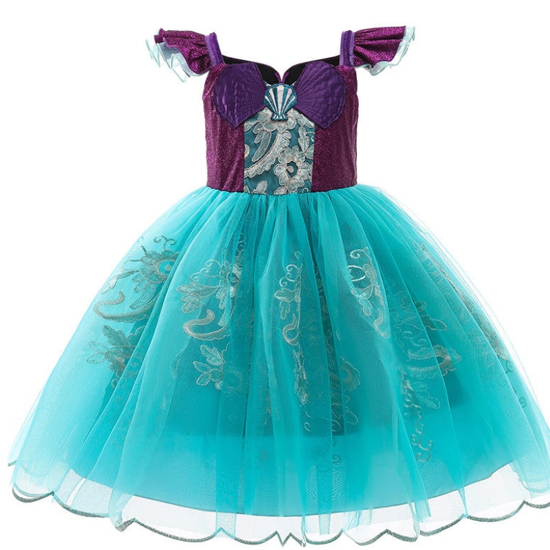 Момичета Малка русалка Ариел принцеса рокля Хелоуин фантастичен костюм деца бебе момиче карнавал рожден ден дрехи лятна рокля