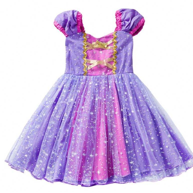 Висококачествена Rapunzel Princess Dress за рокля за парти заплетени герои Косплей момичета рожден ден рокля за парти за 1-4 години