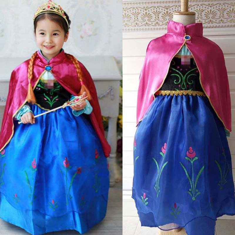 Момичета Елза Анна Рокля Карикатура Косплей Снежна кралица принцеса рокли Elsa Toddler Детски рокли за дрехи за момичета