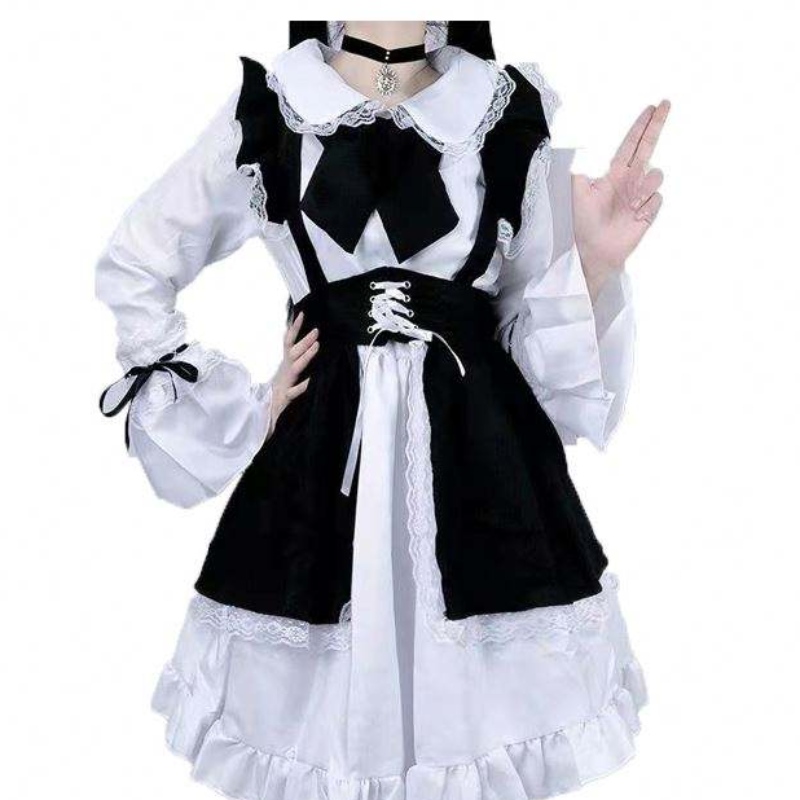 Женска прислужница Аниме рокля черно и бяло престилка рокля lolita рокли мъже кафене костюм косплей костюм