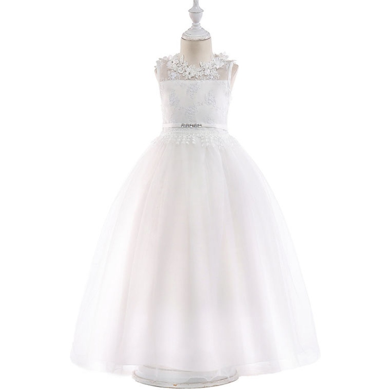 2022 Girl Party Dress Елегантна бяла шаферка принцеса детски рокли за момичета дрехи деца сватбена рокля 10 12 години
