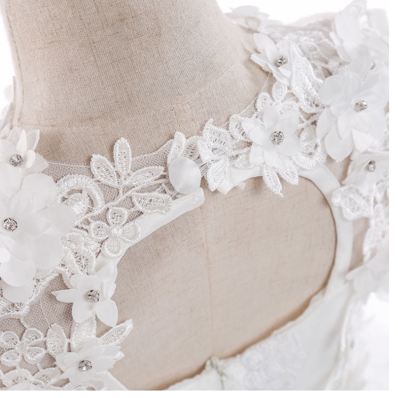 2022 Girl Party Dress Елегантна бяла шаферка принцеса детски рокли за момичета дрехи деца сватбена рокля 10 12 години