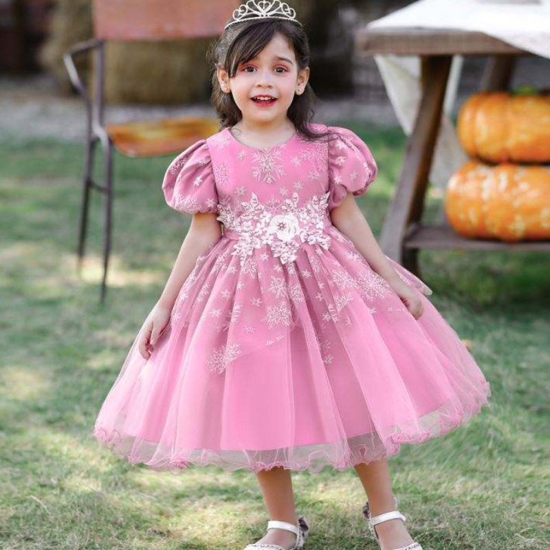 Baige Baby Girl Frocks Design Short Loweve Performance Dance Ressing Деца \\\\ на партито рокля L2028XZ