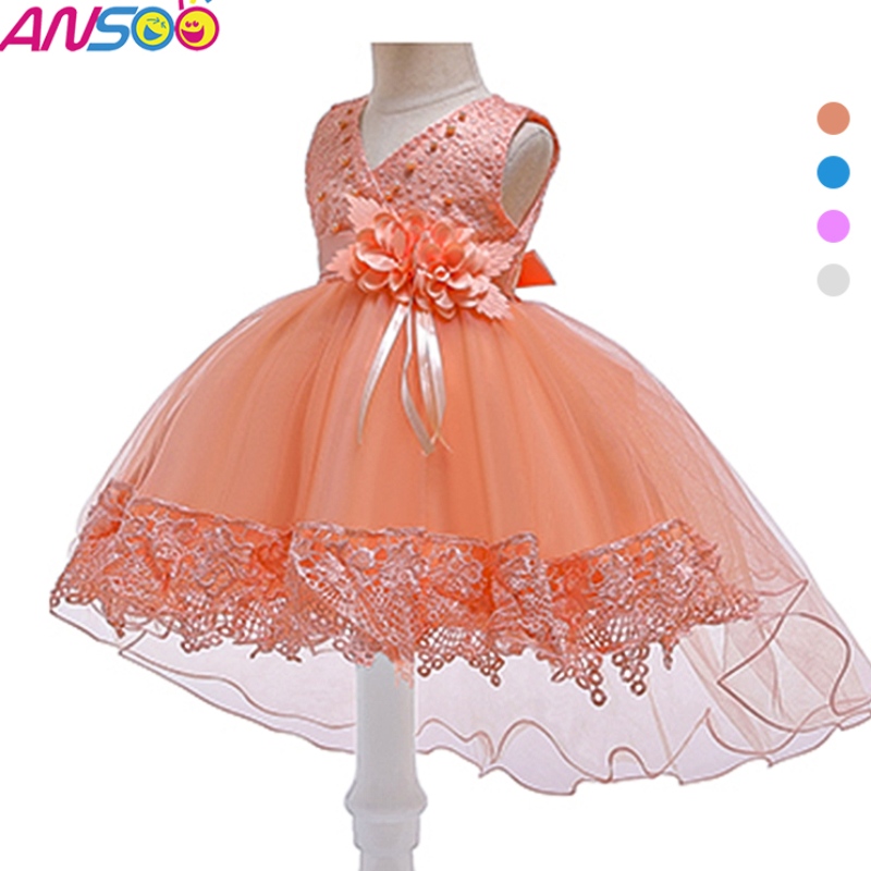 Ansoo Pretty Peach Children \\\\ Girl Rishing Princess Flower Orange сватбена рокля за момиче