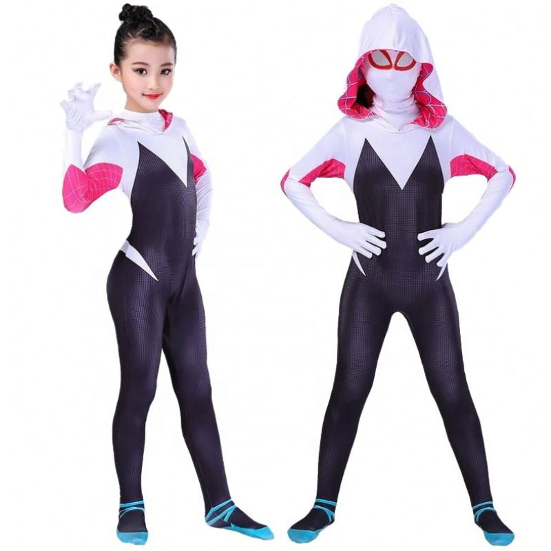 Празник на Хелоуин парти на едро Жени момичета Gwen Spider Man Паралелни универсални чорапогащи дрехи Косплей костюми с маска