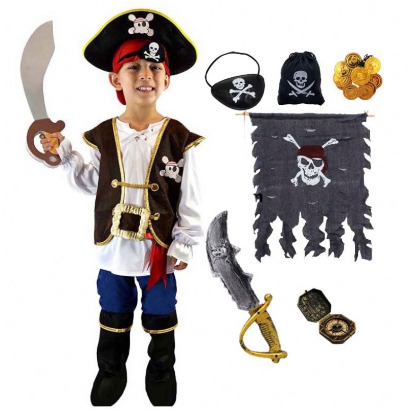 Deluxe Halloween Cosplay Set деца момчета пиратски костюм за деца с шапка DGHC-080