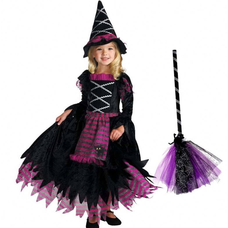 Нови идеи за продукти 2022 Хелоуин Делукс парти Приказна вещица костюм за момичета с вещерска шапка