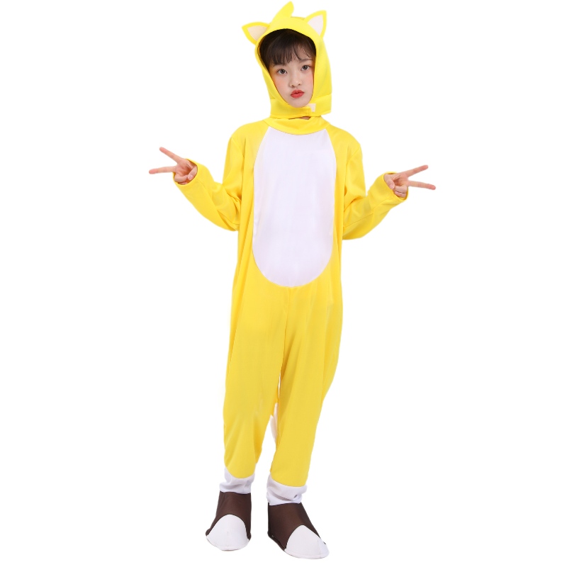 Прокуватура на едро Хелоуин жълта лисица тари Суперзвуково момче костюм таралеж Sonic костюми Косплей костюм за деца