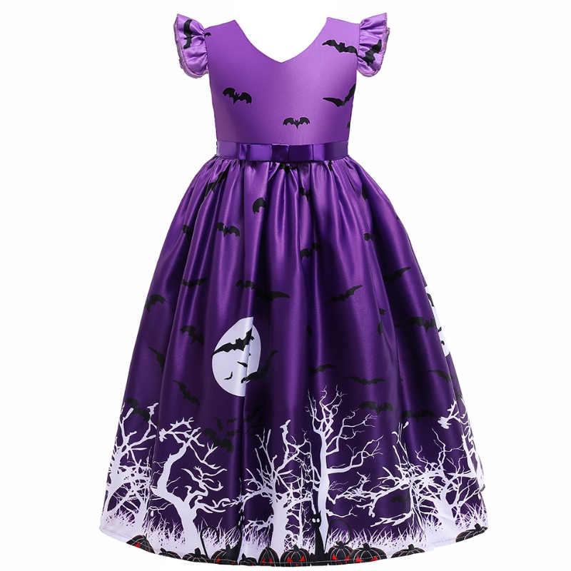 Деца момичета ежедневна рокля прилеп отпечатана Хелоуин костюм фантазия рокли тоалети