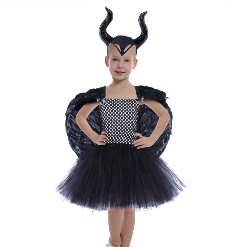 Amazon гореща продажба момичета принцеса пухкави туту рокли деца Хелоуин вампир вещица Косплей парти рокля